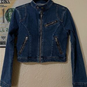 Denim Jacket with Zipper Accents